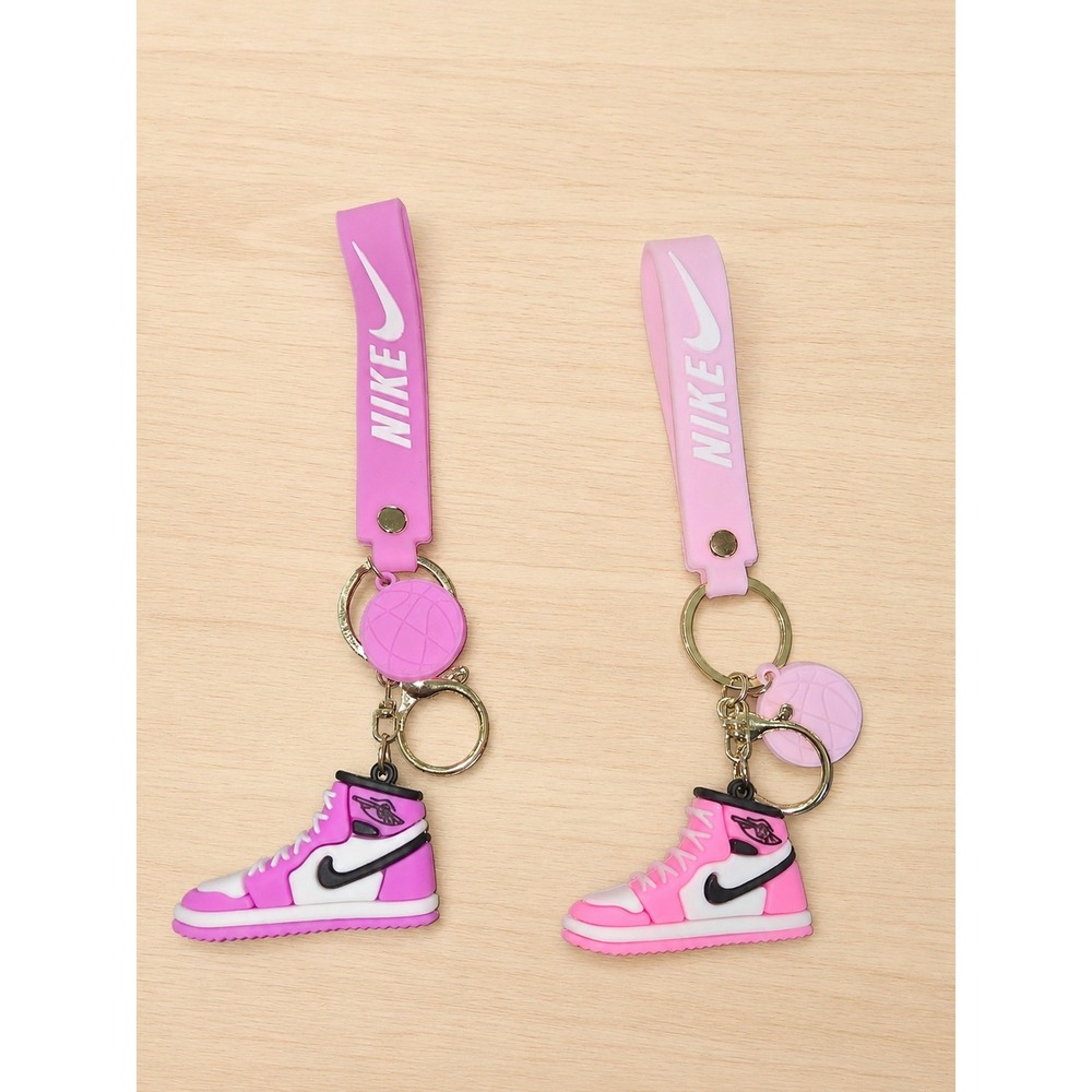 Mini High Top Sneaker Keychains Set of 2 Purple&Pink Shoe Charms w/ Wrist Straps